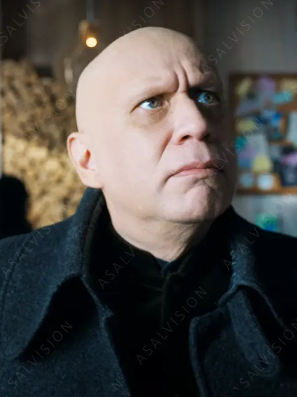 Uncle Fester Wednesday Fred Armisen Black Long Wool Trench Coat