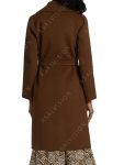 Xaria Dotson Brown Belted Trench Wool Coat