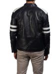 Black & White Cafe Racer Leather Motorcycle Jacket