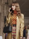 Emily Cooper Emily in Paris Season 3 Lily Collins Golden Faux Leather Coat