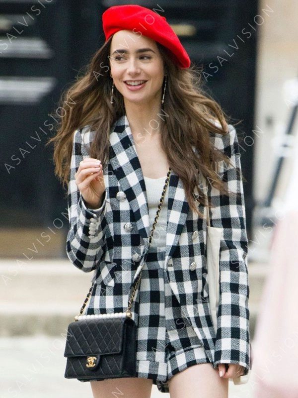 Emily In Paris Lily Collins Checked Blazer