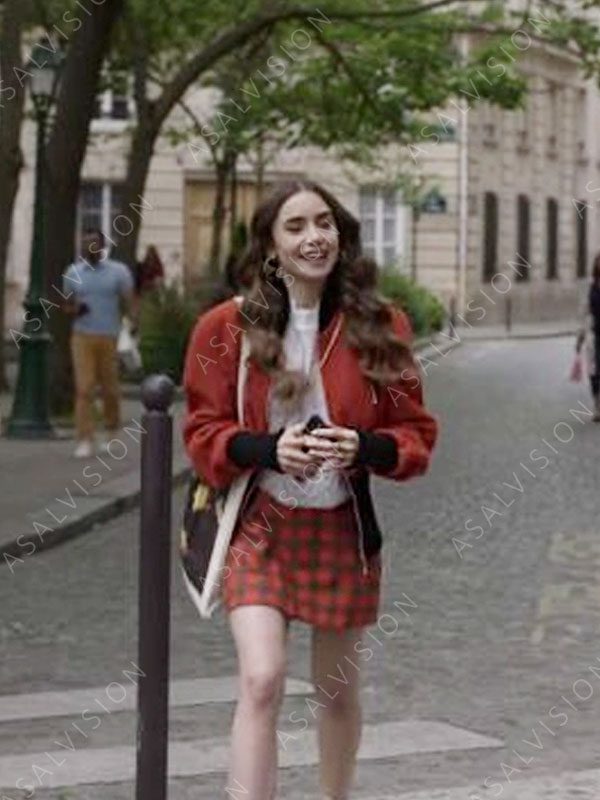 Emily in Paris S02 Lily Collins Orange And Black Bomber Jacket