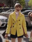 Emily in Paris S03 Lily Collins Yellow Double-Breasted Blazer Coat