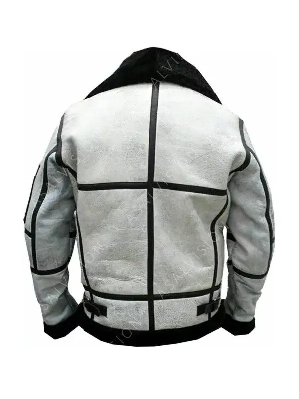 Everett White Shearling Leather Jacket