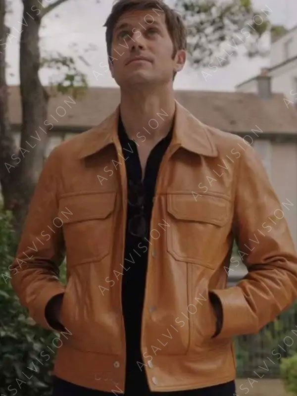 Gabriel Emily in Paris S03 Lucas Bravo Leather Tan Brown Jacket