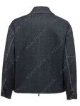 Grey Zipper Style Denim Jacket For Mens