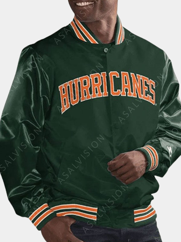 Hurricanes Starter Green Miami Varsity Jacket