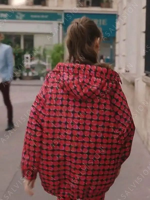 Lily Collins Emily In Paris S03 Emily Cooper Cherry Printed Jacket