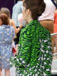 Lily Collins Emily in Paris S03 Emily Cooper Printed Green Fleece Coat