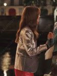 Lily Collins S03 Silver Sequin Blazer