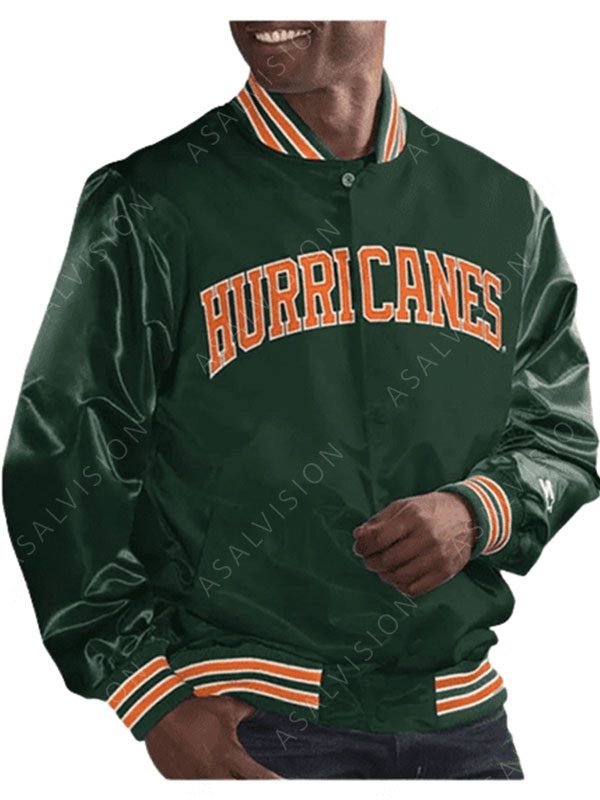 Hurricanes Starter Green Miami Varsity Jacket