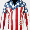 Mens US Flag Leather Jacket