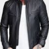 Aiden Black Fashion Leather Biker Jacket For Mens