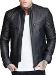 Aiden Black Fashion Leather Biker Jacket For Mens