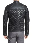 Mens Black Diamond Quilted Leather Fashion Jacket 