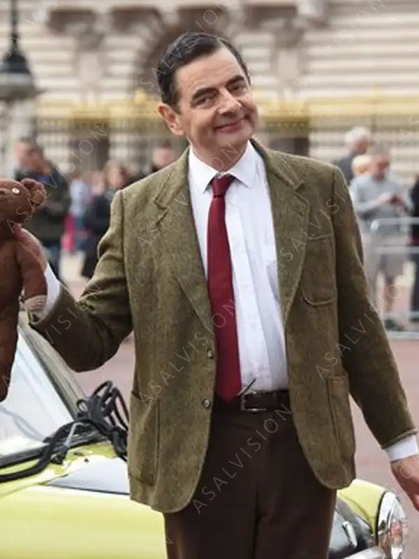 Mens Rowan Atkinson Mr. Bean Wool Tweed Blazer