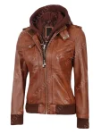 Oakleigh Hooded Leather Waxed Brown Biker Motorcycle Fashion Jacket