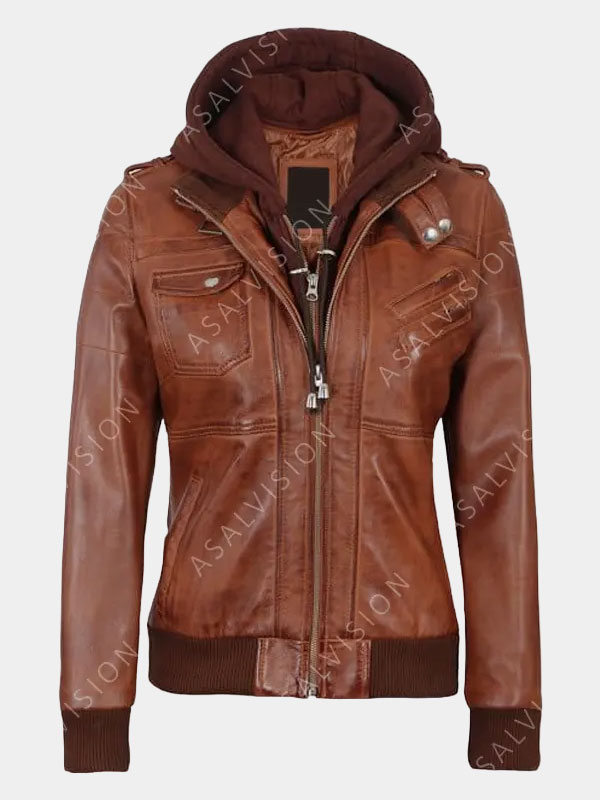 Oakleigh Hooded Leather Waxed Brown Fashion Jacket