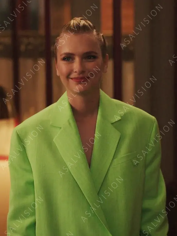 S03 Camille Razat Oversized Green Blazer