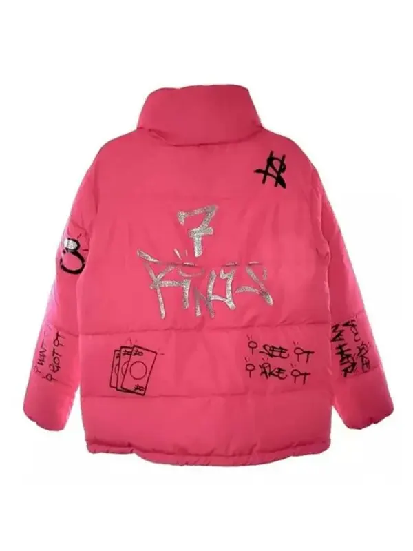 Ariana Grande 7 rings Pink Puffer Jacket