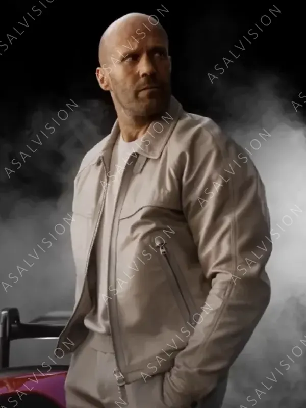 Deckard Shaw Fast X 2023 Jason Statham White Leather Jacket
