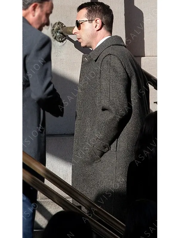 Succession S04 Jeremy Strong Gray Trench Wool Coat
