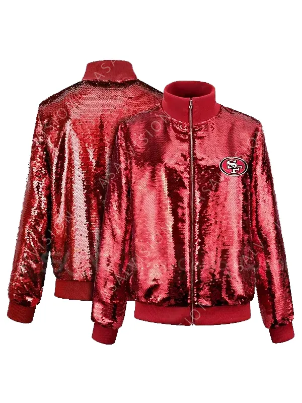Women San Francisco SF 49ers Red Sequin Jacket
