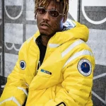 American Rapper Juice Wrld Yellow Hooded Puffer Jacket