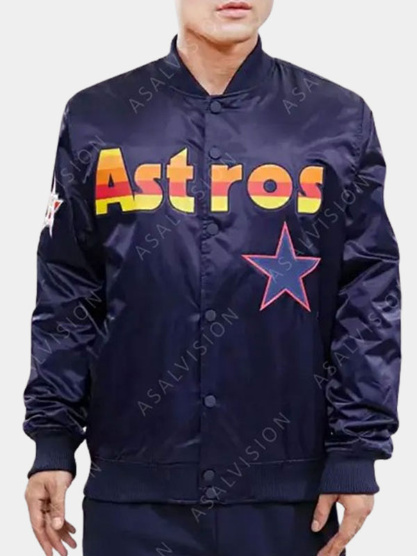 Astros Big Logo Satin Bomber Jacket