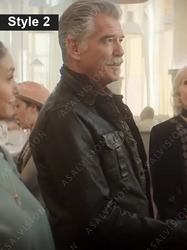 Billy McDermott The Out-Laws 2023 Pierce Brosnan Black Leather Jacket