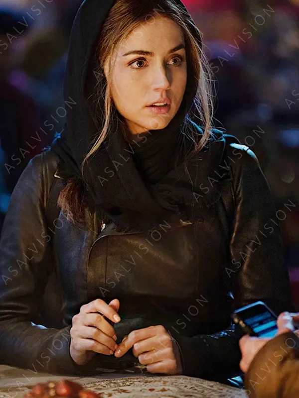 Ghosted 2023 Ana de Armas Black Leather Jacket
