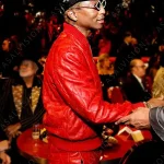 Grammys Awards 2023 Pharell Williams Red Bomber Quilted Leather Jacket