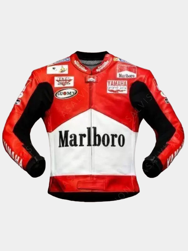 Mens Max Biaggi Marlboro Yamaha Biker Leather Jacket
