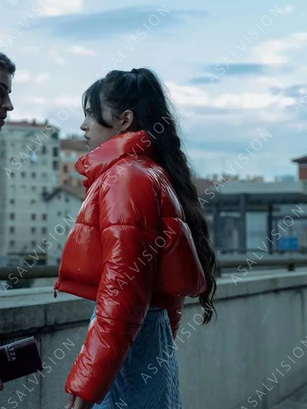 Cristina Kovani Muted 2023 Marta Red Cropped Puffer Jacket