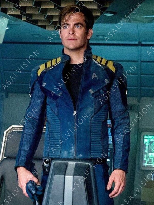 James T. Kirk Star Trek Beyond Captain Chris Pine Blue Uniform Leather Jacket