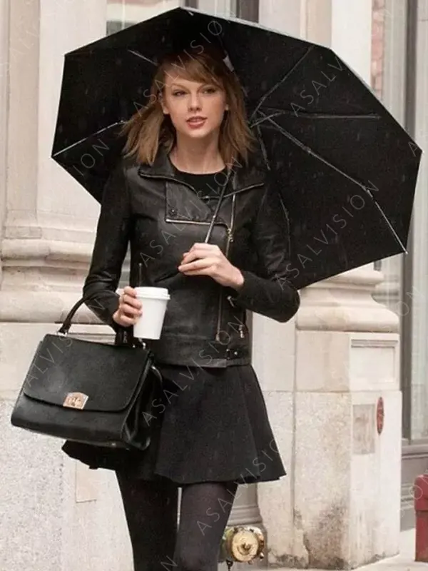 Taylor Swift Biker Style Black Leather Jacket