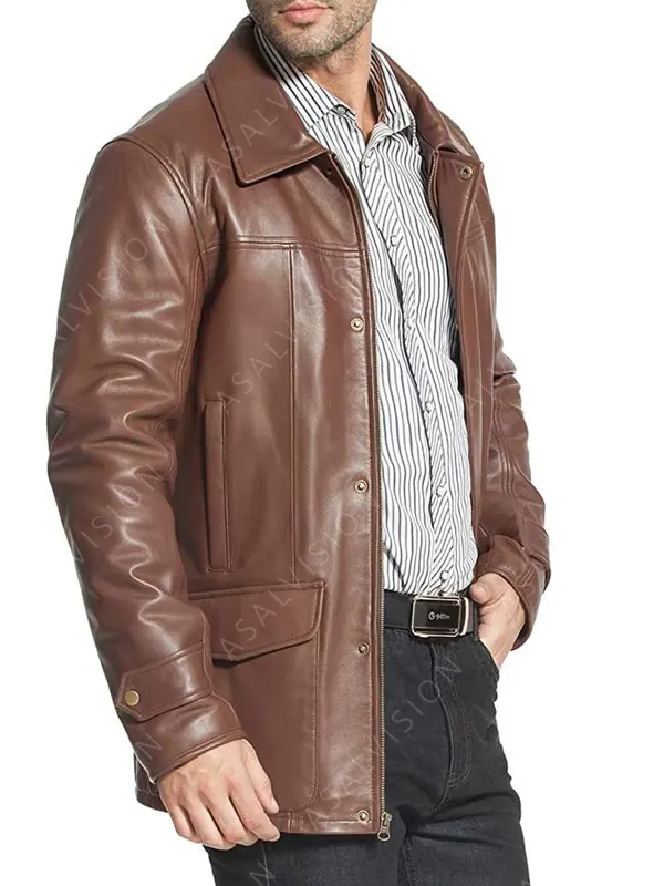 Trench Fashion Leather Coat For Mens