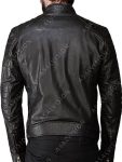 Padded Shoulders Style Black Leather Jacket For Mens