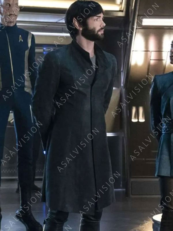 Ethan Peck Star Trek Discovery Spock Black Coat