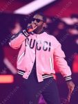 Idris Elba Pink Leather Bomber Jacket