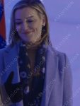Katie Cassidy A Royal Christmas Crush 2023 Ava Jensen Purple Wool Coat