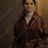Mabel Mora Only Murders In The Building S01 Selena Gomez Maroon Leather Coat