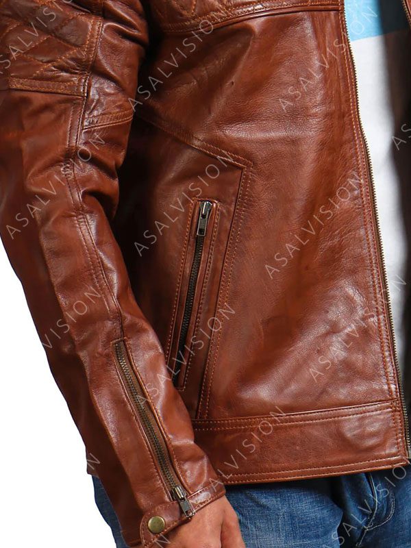 Mens Brown Quilted Fashion Jacket For Mens