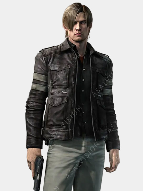Resident Evil 6 Black Distressed Leather Jacket