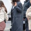 S03 Selena Gomez Pinstripe Coat