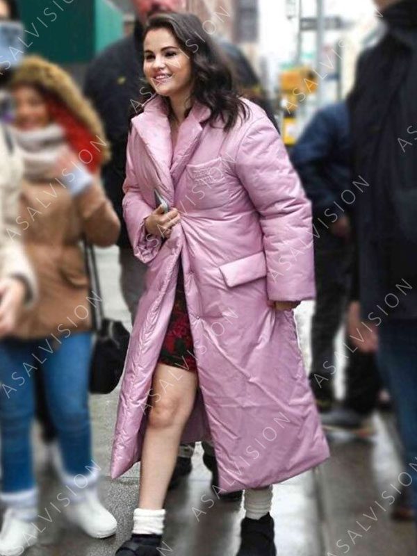 Only Murders In The Building Selena Gomez Pink Puffer Coat