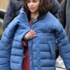 Giah TV Series Secret Invasion 2023 Emilia Clarke Blue Puffer Trench Coat