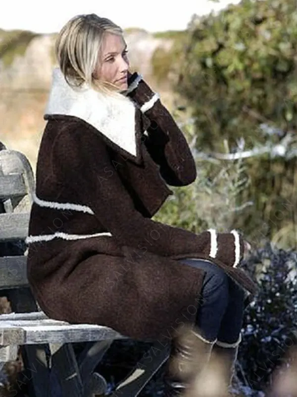 Amanda Woods The Holiday Cameron Diaz Street Style Brown Wool Trench Coat