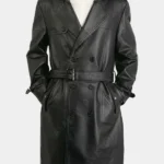 Eugene Black Leather Belted Trench Coat