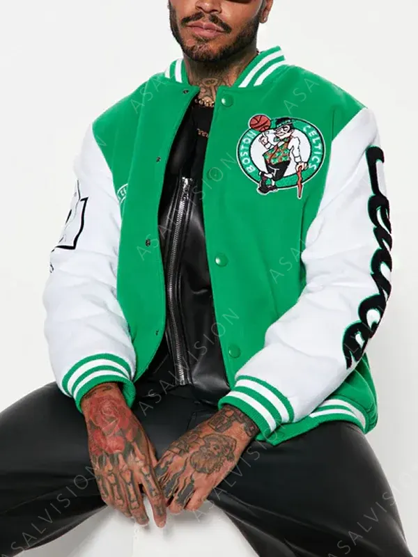 Green And White Boston Celtics Varsity Jacket
